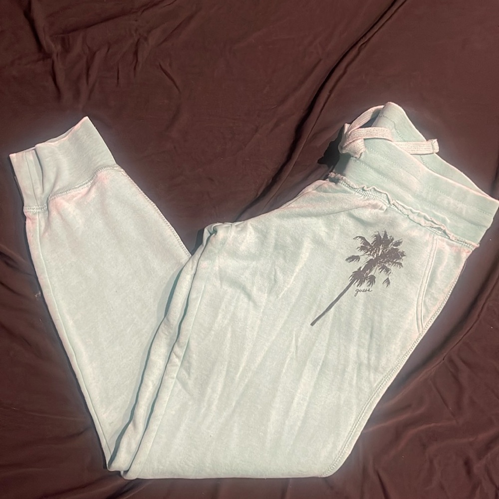 New Guess Capris Crop Sweatpants Mint Green Pants M - Picture 8 of 9